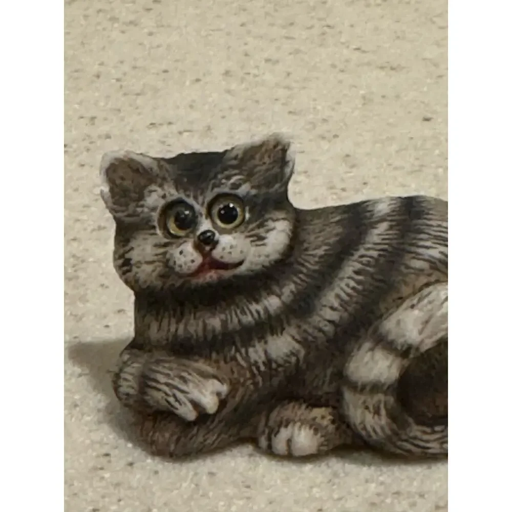 Vtg Dipinto a Mano Italy Hand Painted Cat Kitten Figure Figurine Miniature